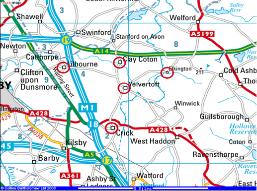 Map of Crick and surroundings